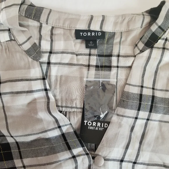 Torrid Plaid Babydoll Flowy Twill Button Shirt New - Picture 7 of 10